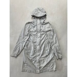 LL Bean Women Light Gray Trail Model Rain Jacket Parka S REG 268313
